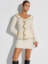 Contrast Trim Ruffled Sweater